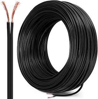 328 Feet Christmas SPT-1 Electric Wire Electrical Christmas SPT-1 Zip Blank Cord Wire Bulk Work with Vampire Plug 7 Amps(Black)