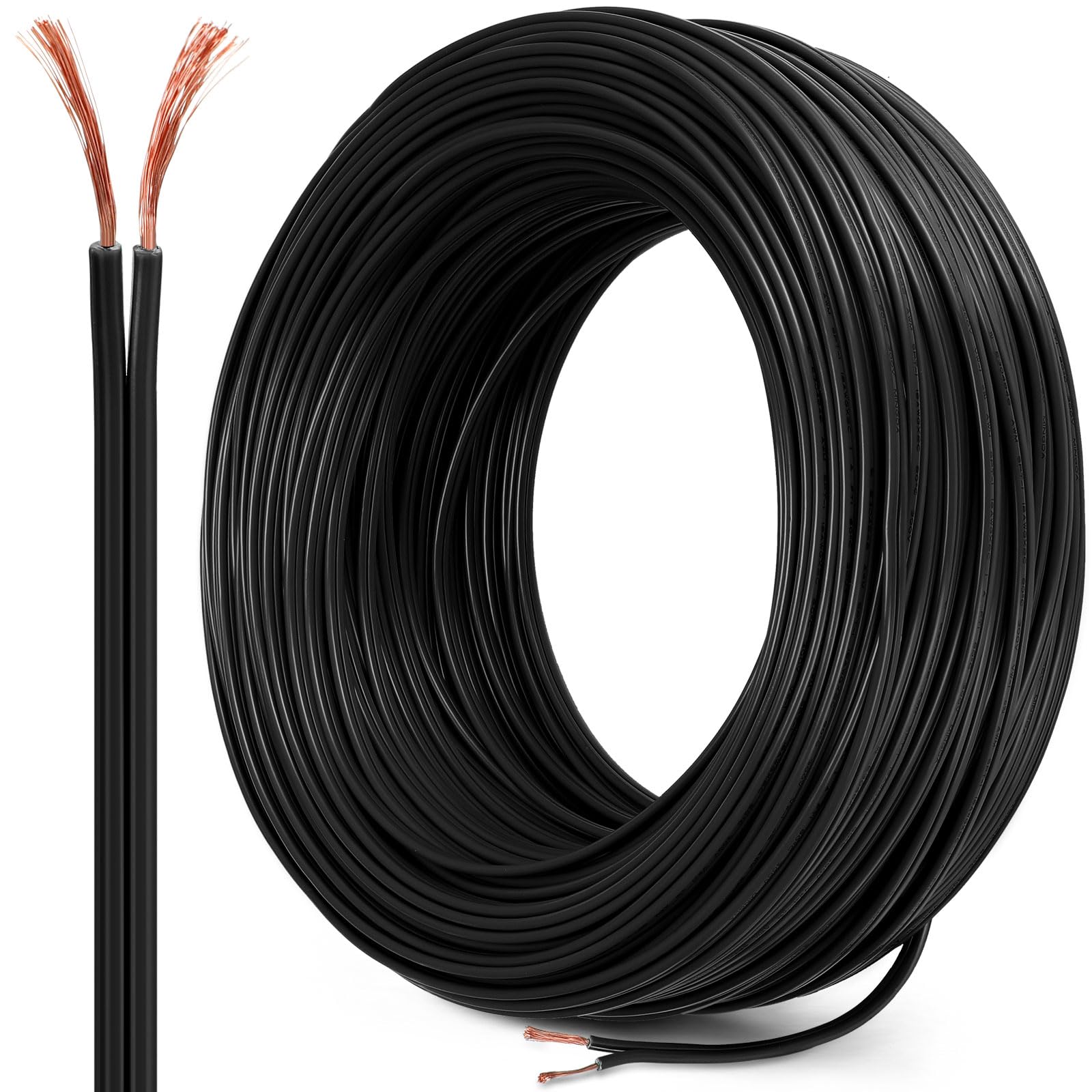 328 Feet Christmas SPT-1 Electric Wire Electrical Wire Christmas SPT-1 Zip Cord Wire Bulk Blank Wire Work with SPT-1 Vampire Plug 7 Amps (Black)