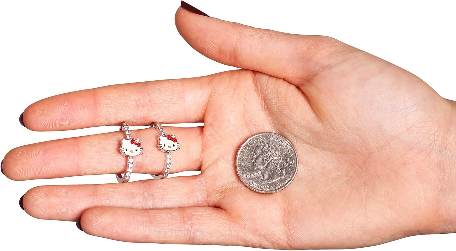 Sanrio Hello Kitty Womens Hoop Earrings - Cubic Zirconia and Enamel Plated Hello Kitty Earrings Officially Licensed - Image 5