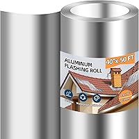 Tubtoken 40" x 50' Aluminum Roll Flashing 26GA (0.3mm) - Rustproof Roof Strip for Leaks, Moss, Mildew Prevention in Roofing & Gardens