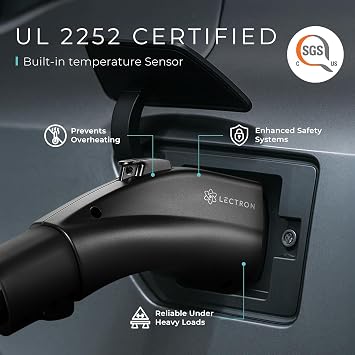 Lectron NACS to J1772 EV Charging Adapter - Compatible with Tesla Wall Connectors, Destination Chargers, Mobile Connectors (80A, 240V) - for J1772 Electric Vehicles - UL 2252 Certified (Black)