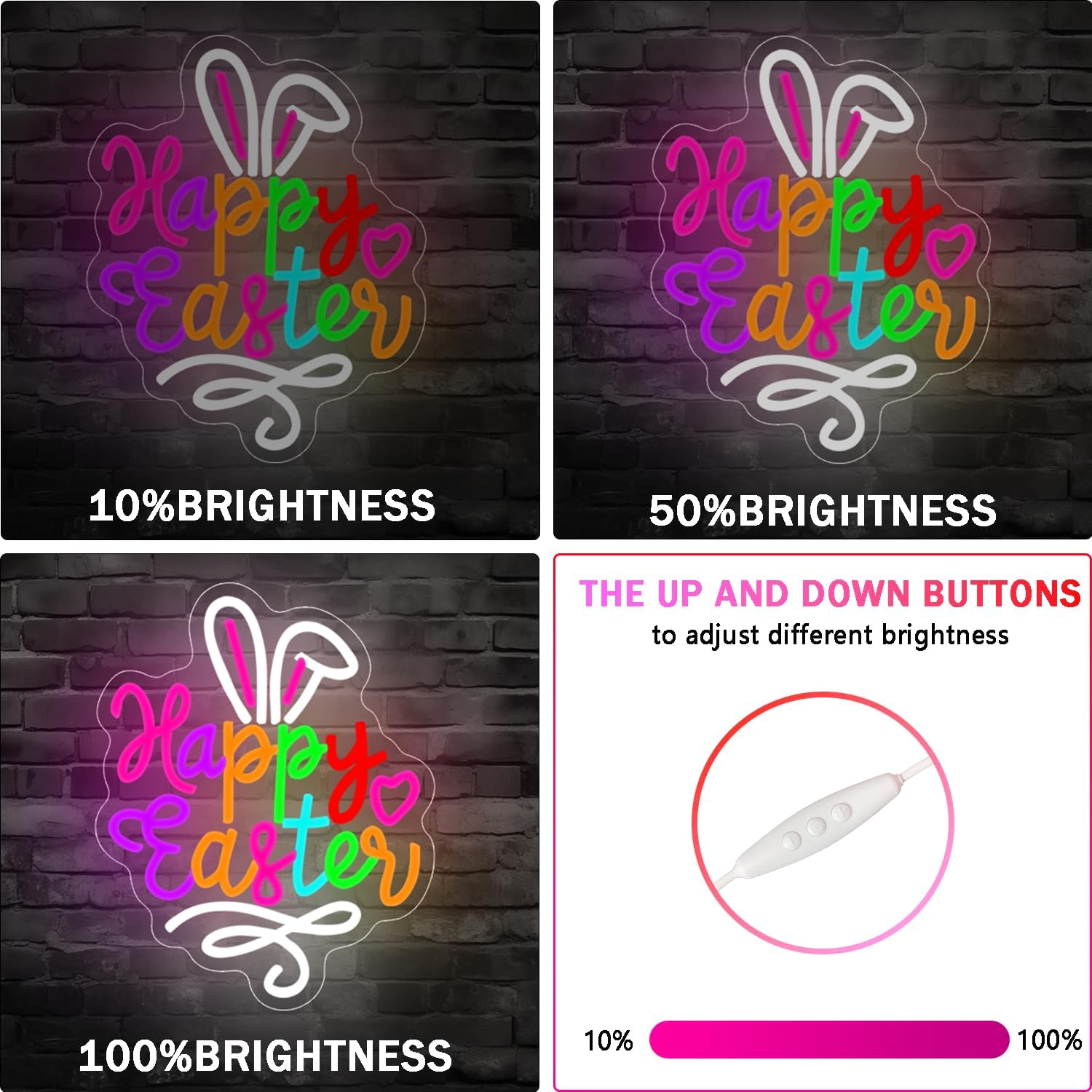Happy Easter Neon Sign Easter Neon Bunny Neon Led Light Wall Decoration Party Home Room Decoration Gift for Children
