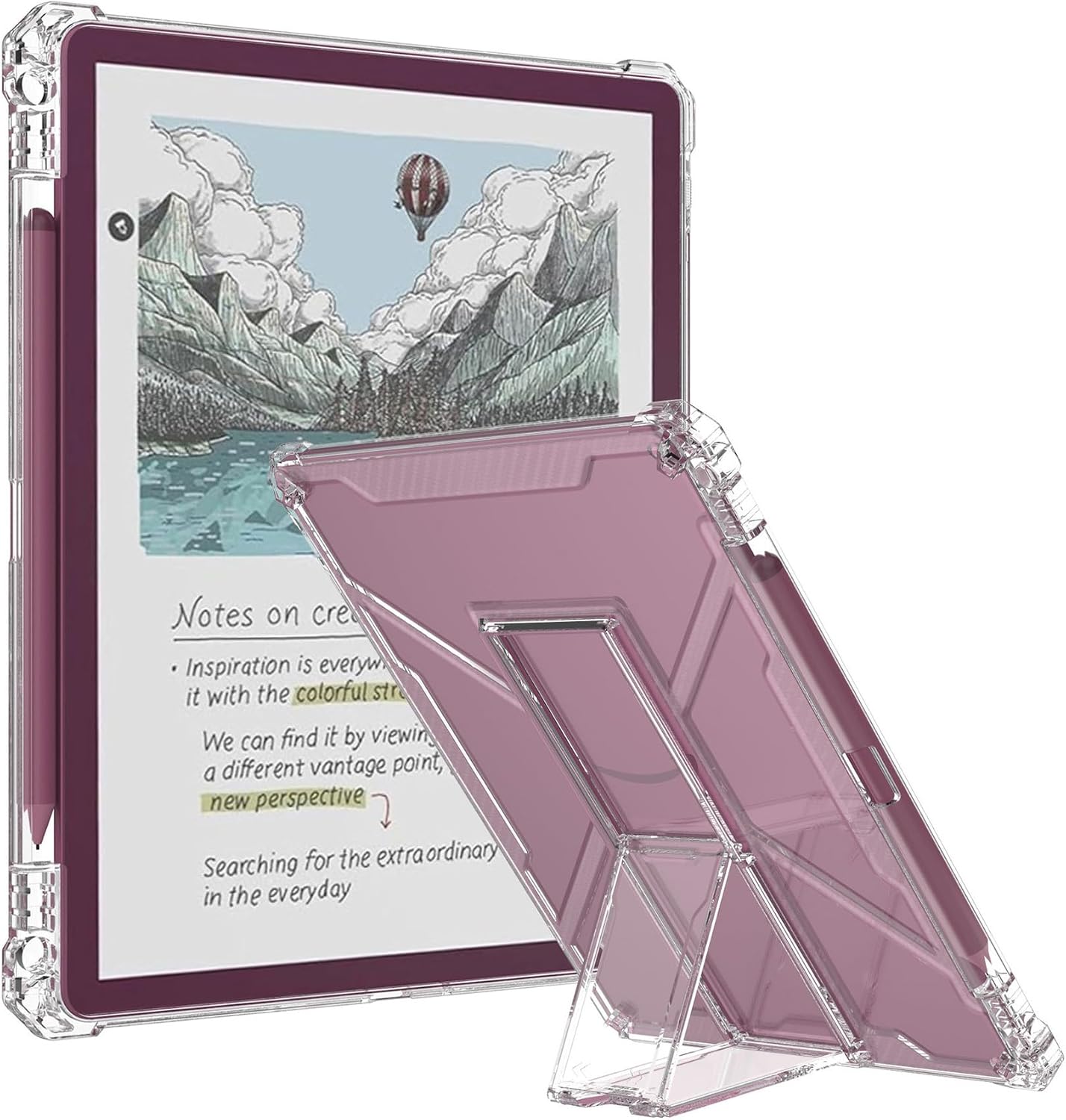 Case for 11" Kindle Scribe Colorsoft (1st Generation) - 2025 Release, Slim Clear Protective Cases with Built-in Kickstand & Inner TPU Bumper