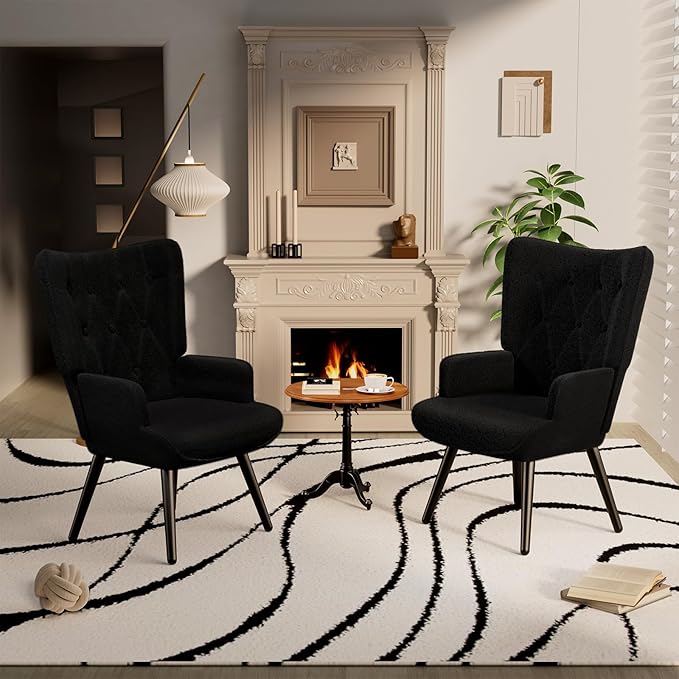 Sillón Tapizado Negro con Brazos y Patas Metálicas miniatura 8