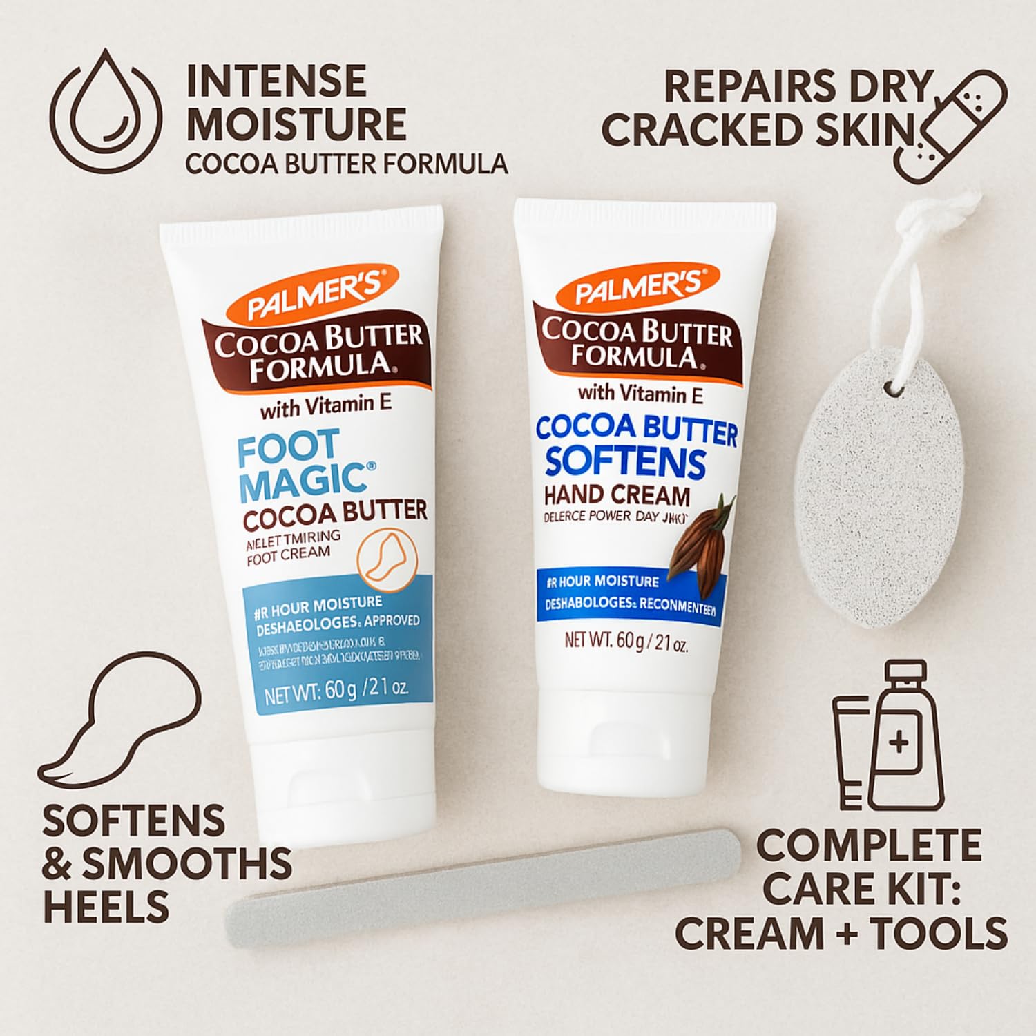 Hand & Foot Care Set, Palmer’s Intensive Relief Hand Cream 60 ml & Foot Magic 60 ml + Nail Care Kit - Image 4