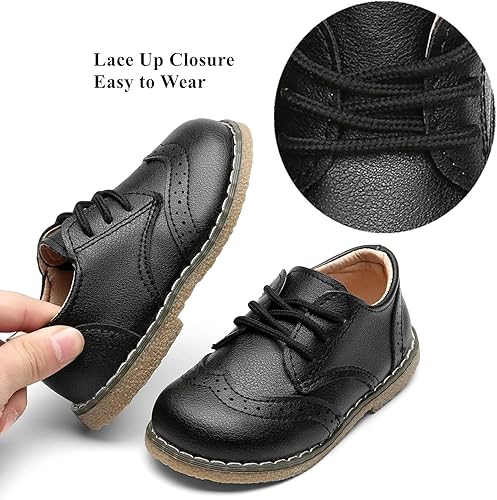 Miniatura 10 de DADAWEN - Zapatos de vestir para niña con cordones para uniforme de Oxford, cómodos, mocasines (niños pequeños)