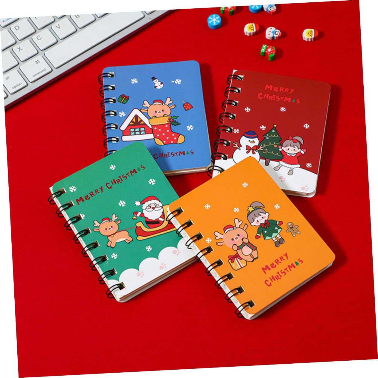 SHINEOFI Notas De Estudio De Navidad Libros De Notas Pequeño Bloc De Notas De Oficina Alumno Christmas Presents Libreta De Espiral Bloc De Notas Espiral Navidad Metal 4 Piezas X 4