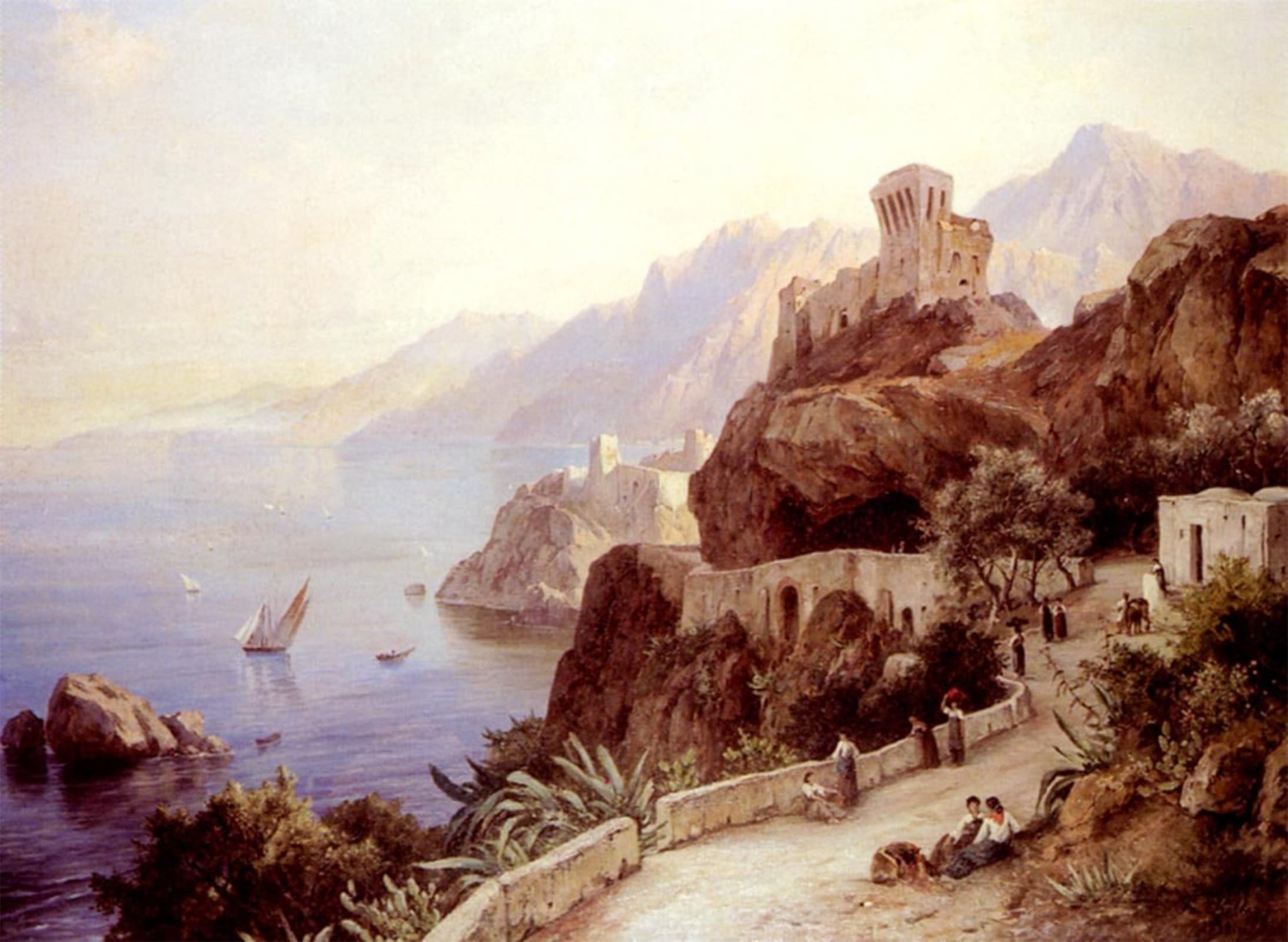POSTERIIk Famous Animal Posters Vintage Picture the Bay of Salerno by Friedrich the Younger Preller Modern Wall Decor for Home Decor 60x90cm