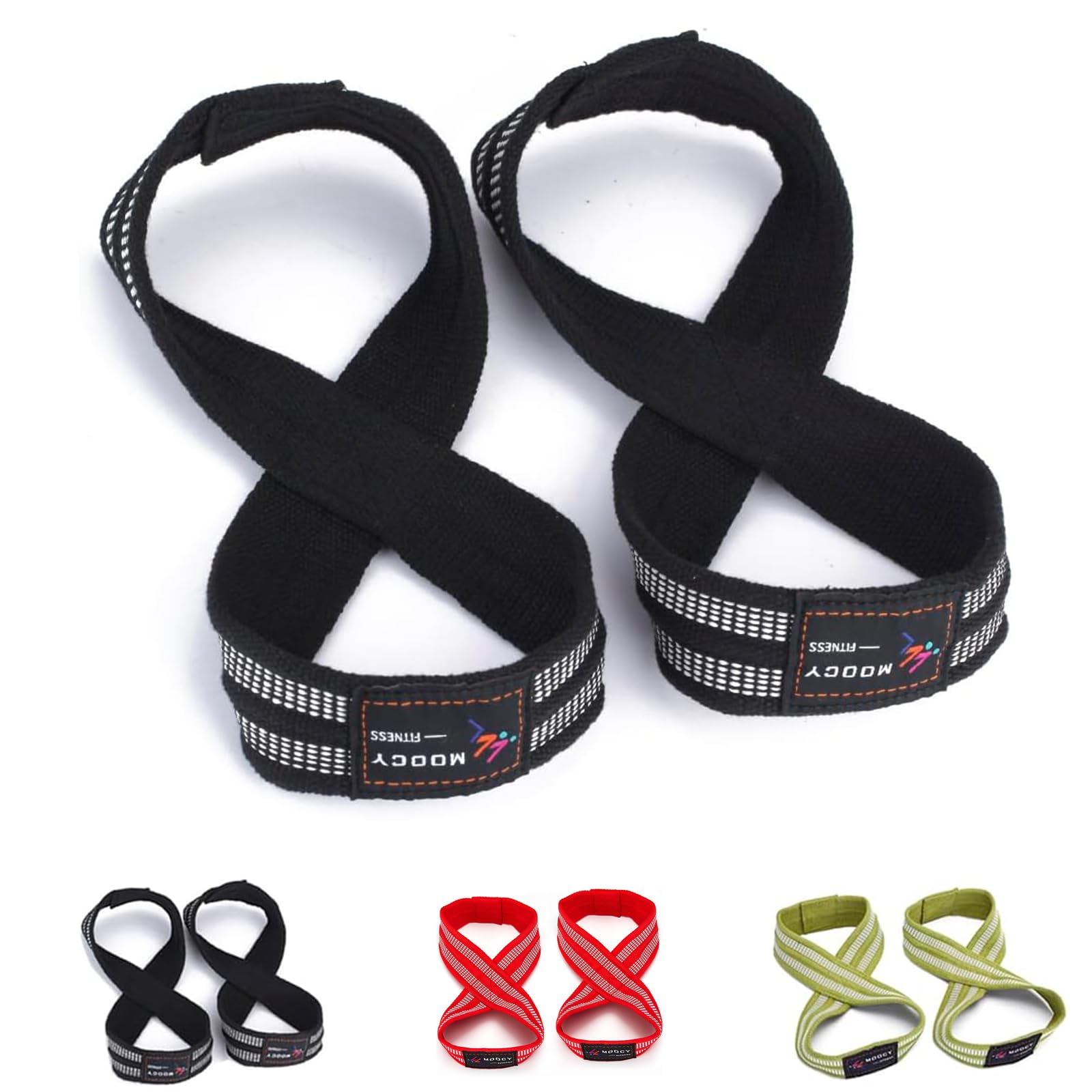MOOCY Figure 8 Lifting Straps for Deadlift,Weightlifting,Strongman,& Cross Training Strong Weightlifting Wrist Wraps