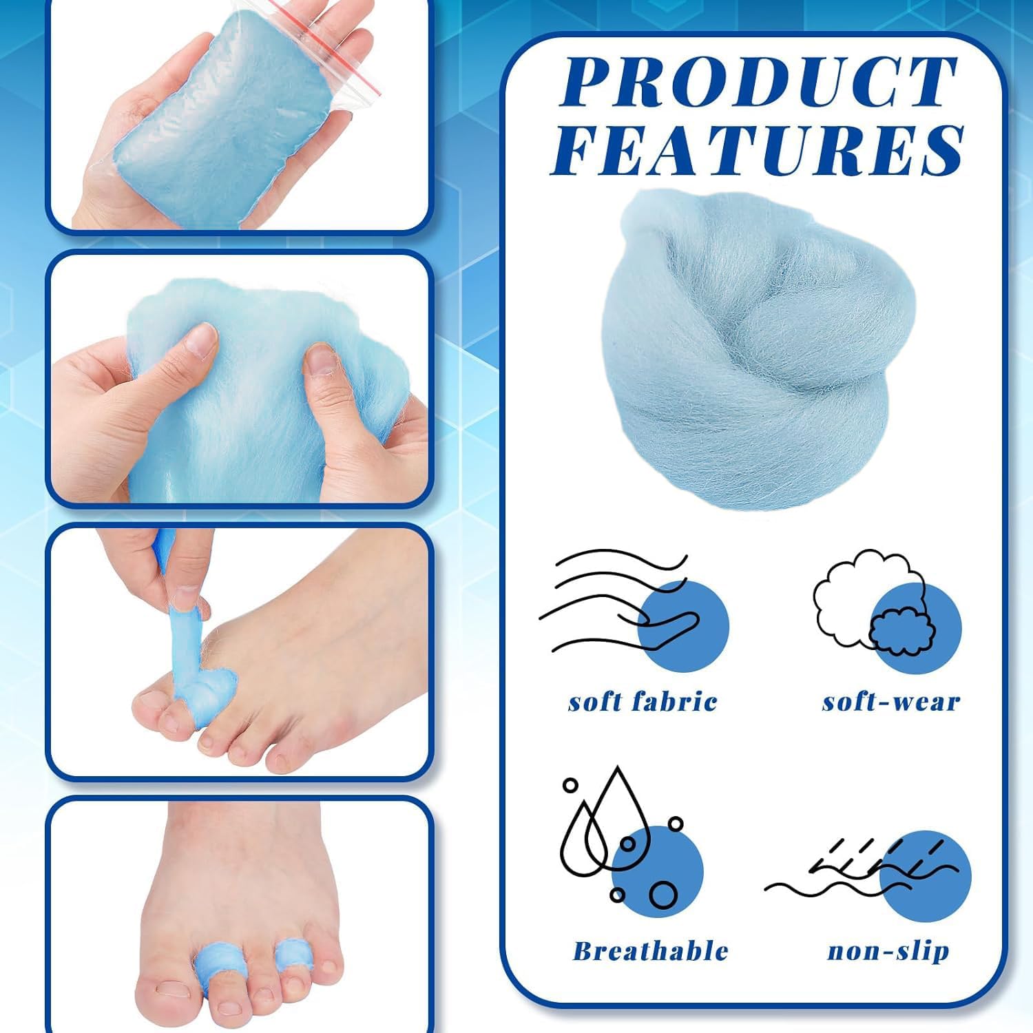 2 Bags Lamb's Wool for Toe Cushioning, Soft Toe Separator Wool Pads Blister Prevention Cushion for Feet Lambs Wool Toe Pads for Hiking Pointe Shoes Protectors Boot Cushion