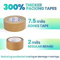 Vista 2 de ADHES - Cinta de papel kraft de alta calidad, 7.5 mil, 2 pulgadas x 55 yardas x 3 rollos, cinta de embalaje de papel biodegradable para escribir