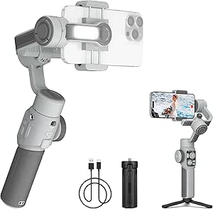 Stabilisateur Smartphone ATOM Isos M1 - Gimbal 3 Axes Avec Tracking IA - Pour Vlog, TikTok, YouTube - Avec Trépied Et Lumière - 3