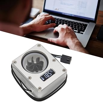 Meter Indicator, 12v 3pin Interface G1 4 Threaded Revolving Speed 8 Impeller Pc Water Cooling Meter Acrylic Small Computer Meter with LCD Display for Pc Computer Water Cooling Silver