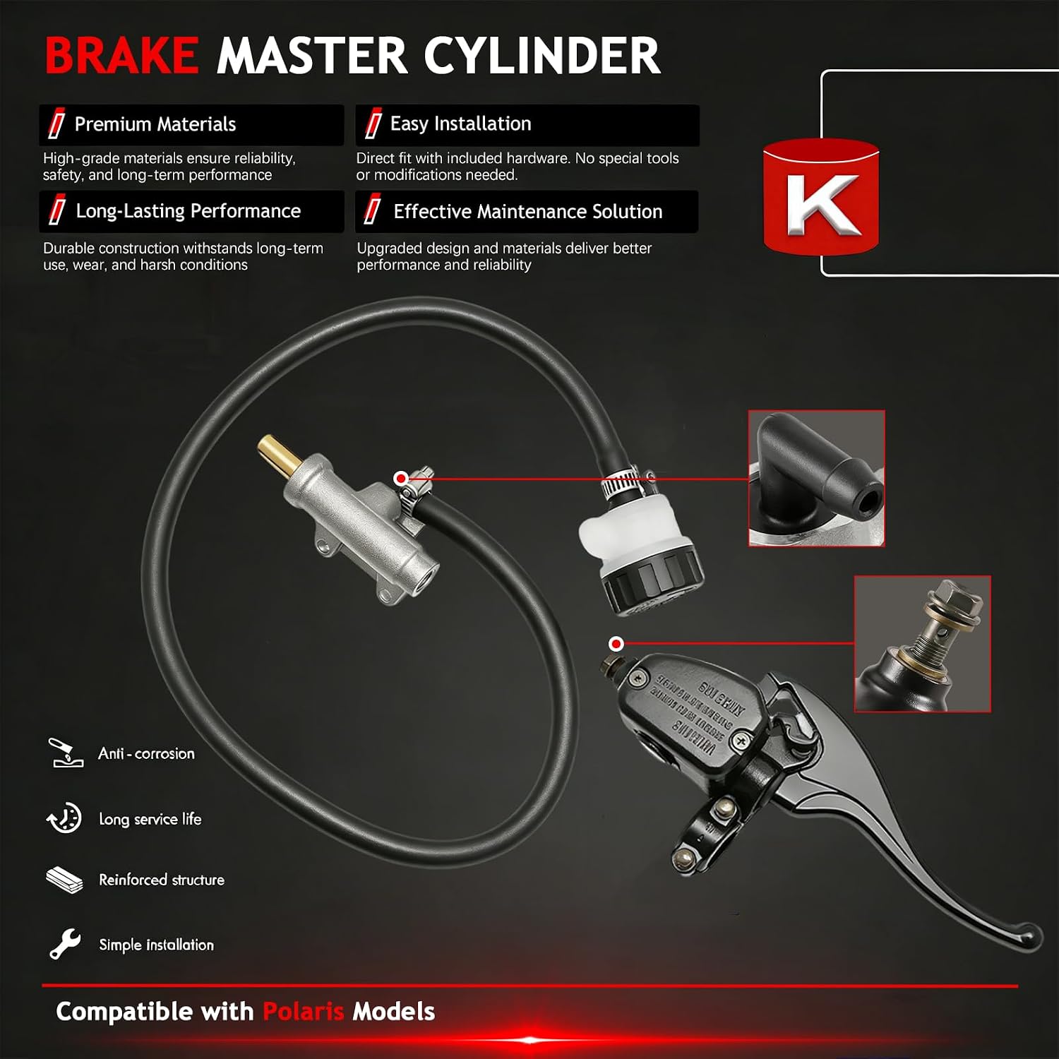 Front Left Brake Master Cylinder & Rear Brake Master Cylinder for Polaris Sportsman 400 500 600 700 800,Magnum 325 330 500,Trail Blazer 250 400,Xpedition 325 425, Xplorer 400# 2010196 1910301