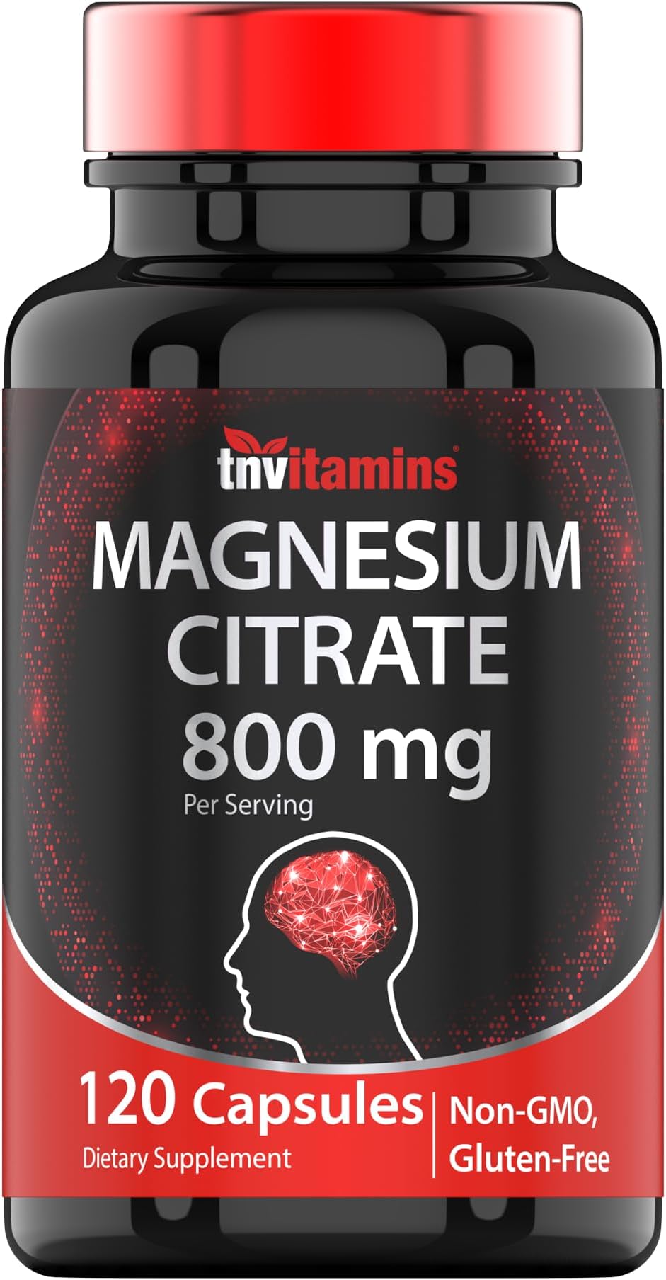 TNVitamins Magnesium Citrate 800 MG - 120 Capsules | Two Month Supply! | Pure Magnesium Citrate Powder Capsules | Citrato De Magnesio | Non-GMO | Produced in the USA!
