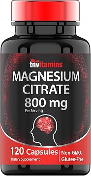 TNVitamins Magnesium Citrate 800 MG - 120 Capsules | Two Month Supply! | Pure Magnesium Citrate Powder Capsules | Citrato De Magnesio | Non-GMO | Produced in the USA!