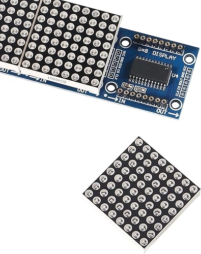 Vista 5 de MAX7219 Módulo de matriz de puntos 32x8 4 en 1 módulos de pantalla LED para microcontrolador Arduino Raspberry Pi con cables de 5 pines verde