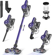 Cordless Vacuum Cleaner, 4-in-1 Lightweight Stick Vacuum Cleaner, Rechargeable Vacuum Cleaner with LED Headlights, Portable Handheld Vacuum for Home Kitchen Hard Floor Pet Hair Cleaning