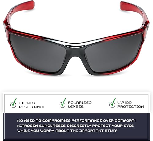 Miniatura 59 de Nitrogen - Gafas de sol deportivas polarizadas envolventes para hombre y mujer, UV400, para conducir, pescar, correr, andar en bicicleta, gafas
