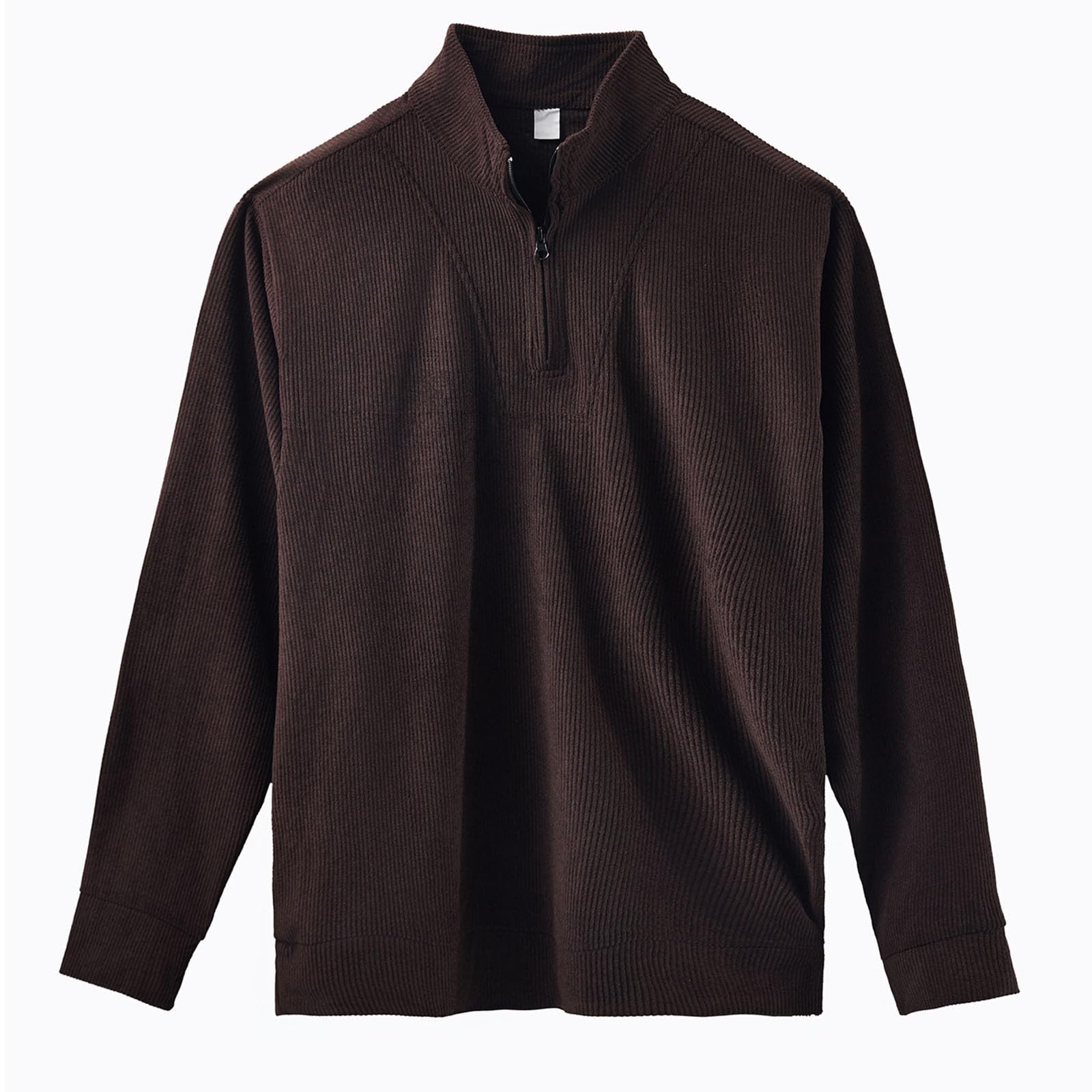 Tuta per il tempo libero da uomo, da jogging, con corda, tuta sportiva in tinta unita, con cerniera a 1/4, con colletto alto, felpe e pantaloni in velluto a coste, per uomini