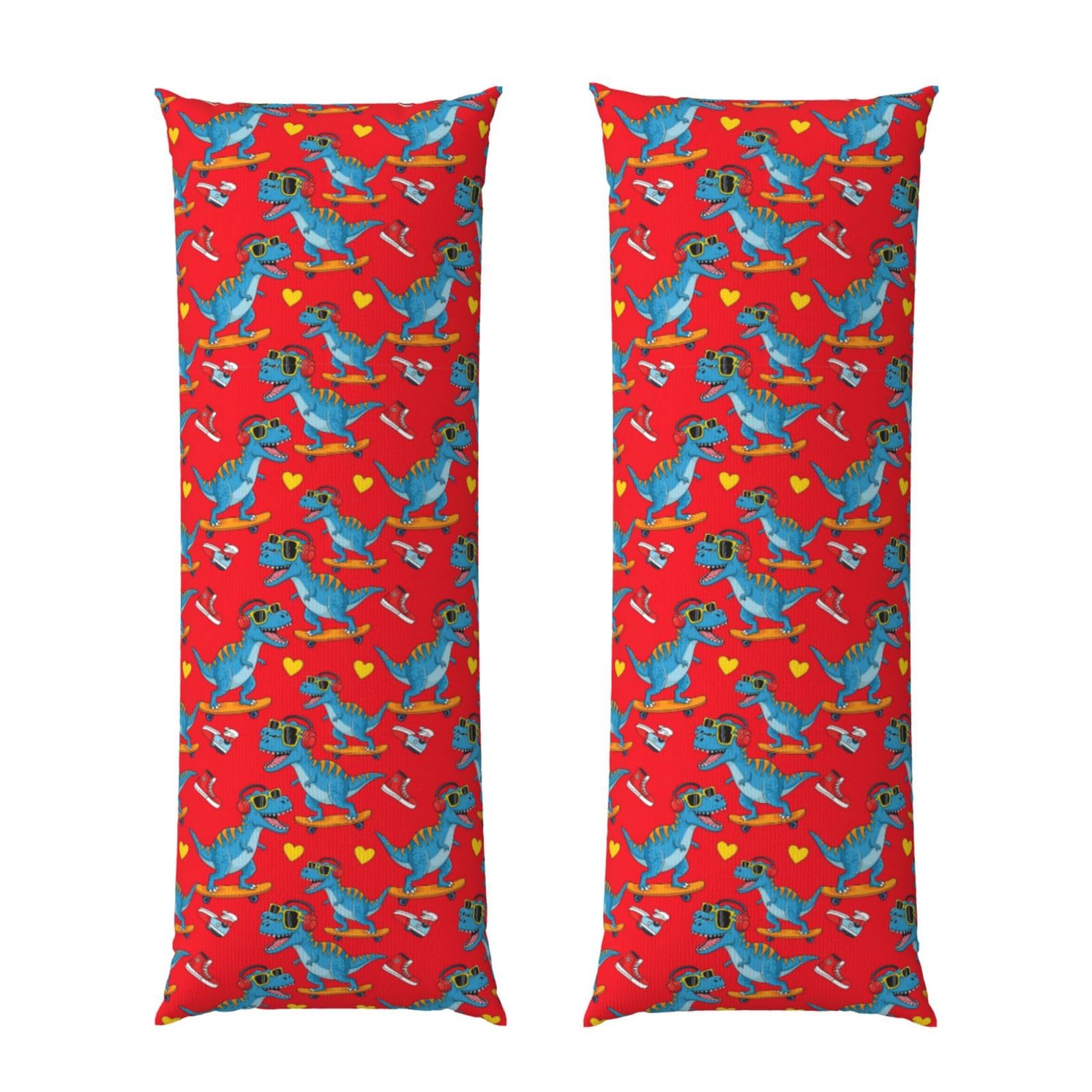 Body Pillow Protector Cover 20x60 Cool Funny Skateboard Dinosaur, Soft Microfiber Pillowcase with Zipper, Wrinkle Shrinkage Resistant, for Bed Couch Sleeping