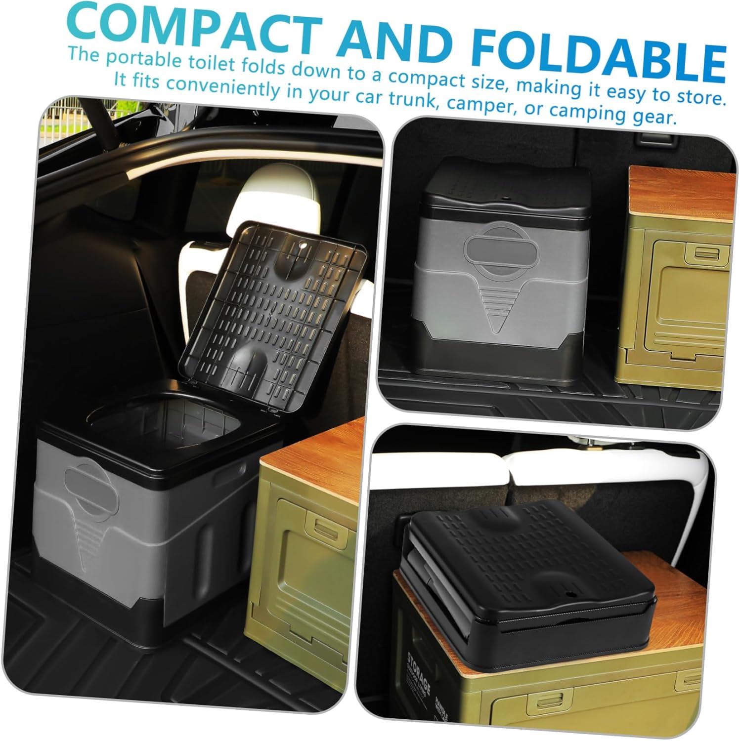 Alipis Portable Folding Toilet for Adults Compact Camping Toilet Lidded Design Travel Potty for Road Trips and Outdoor Emergencies for Convenient Use