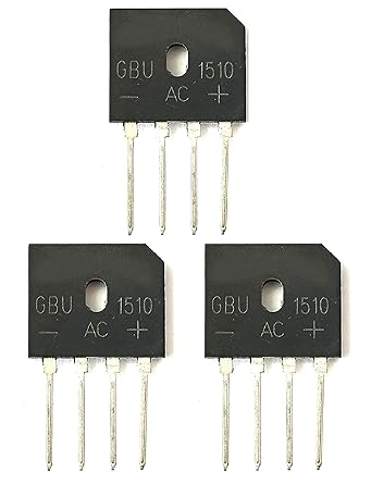 Wizzo (Pack of 3 Pieces) GBU1510 Single Phase 1000V 15A Through Hole Bridge Rectifier, Electronic Components, Multipurpose Use, Electronic Circuit Repair