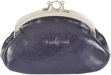 Gianni Conti Italian Leather Ladies Purse – Kiss Lock Opening with Dual Coin Sections – Vintage Style Wallet – Made in Italy - Gift Boxed (Jeans)