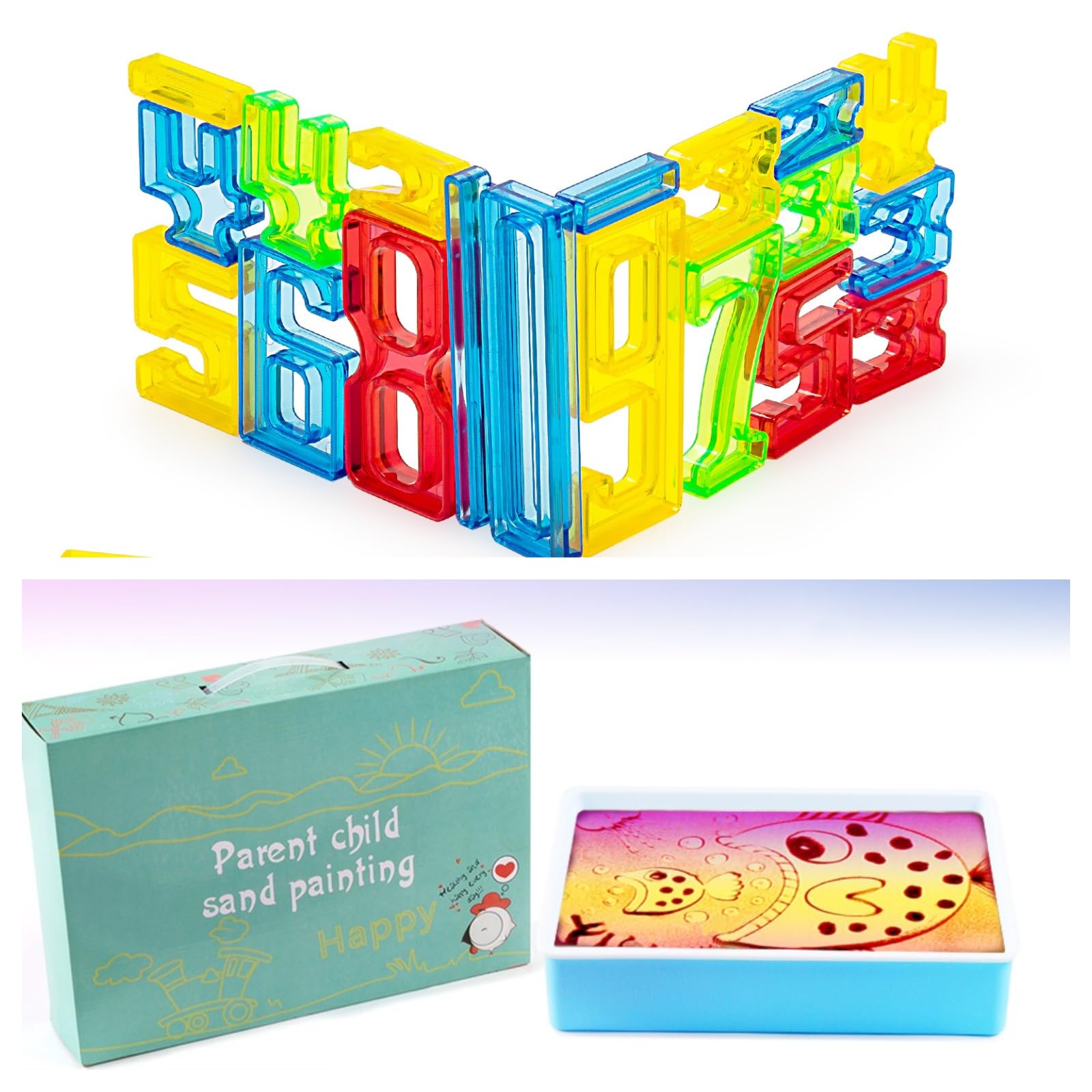 Light Table for Kids | Light Table Manipulatives Preschool | Transparent Light Table Toys | Light Table for Kids Sensory 3 Modes,16"(Blue)+Translucent Number Light Table Toys