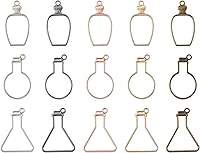 Pandahall 30pcs Bottle Open Back Bezel Pendants 5 Colors Alloy Hollow Frames for DIY UV Epoxy Resin Jewelry Making