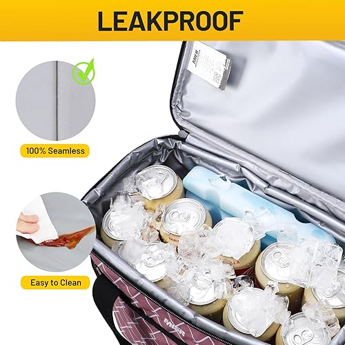 Miniatura 4 de MIER Bolsa de picnic aislada grande y suave de 18L para comestibles, camping, coche, rosa