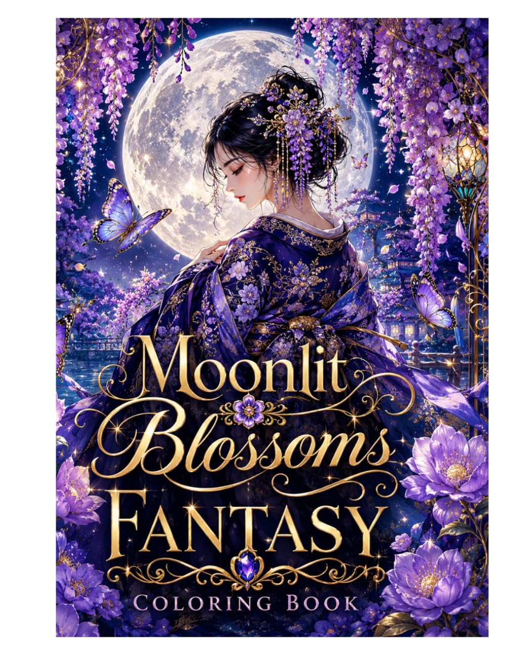 Moonlit Blossoms Fantasy Coloring Book