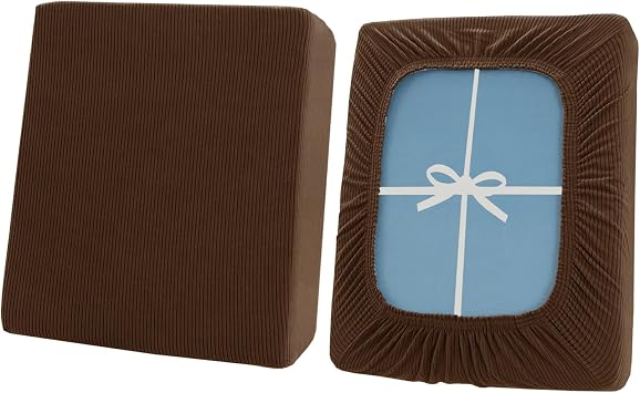 UNBBRRL Couch Cushion Covers with Elastic Band - Stretch Sofa Slipcovers for Sectional, Loveseat, Cushions, Pillow & Armrest | Non-Slip Furniture Protector with 4 Straps Caramel,4 Seater