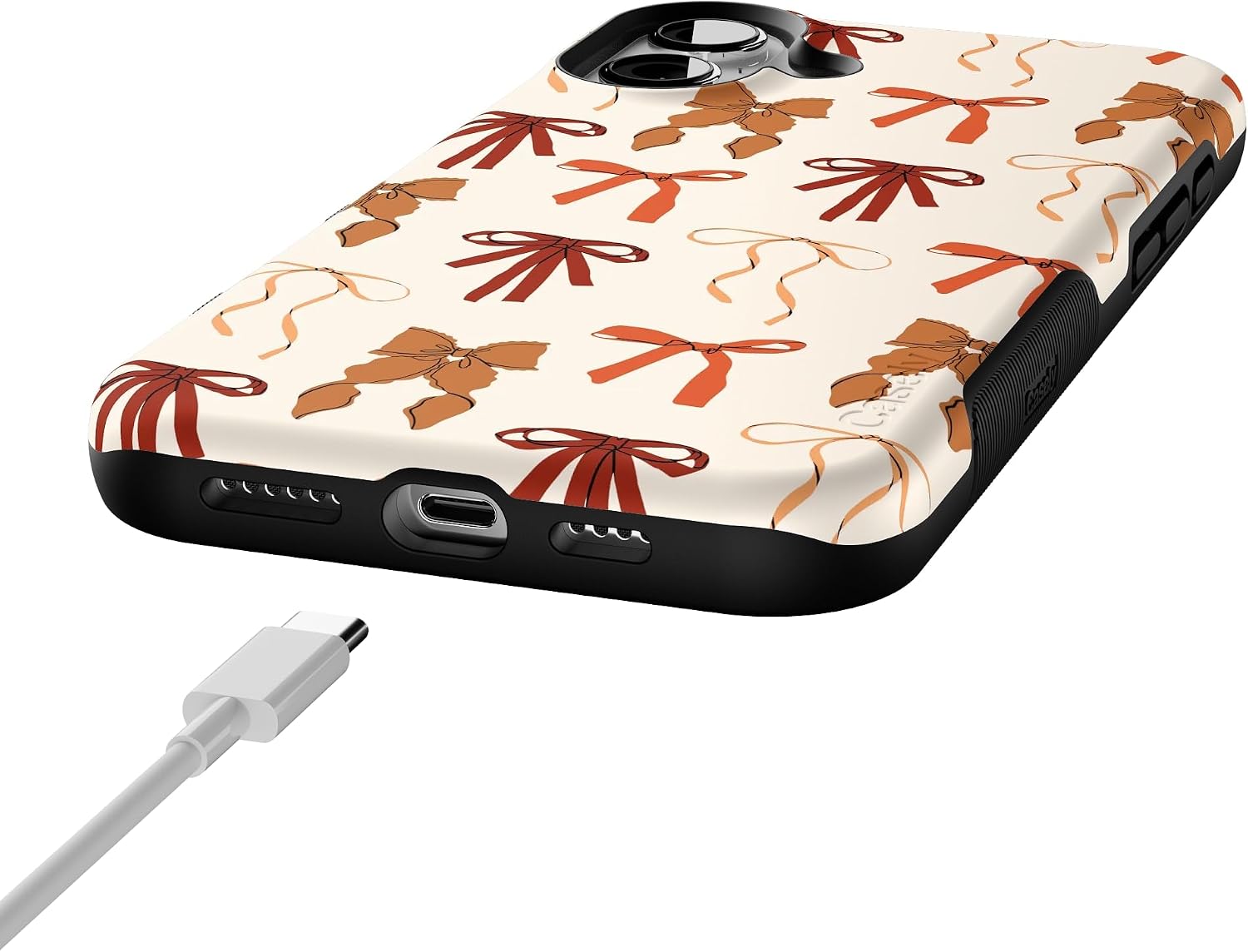 Casely iPhone 16 Plus Case | Fall Girlie | Pumpkin Spice Bows | Bold Protective Design | MagSafe Compatible Design