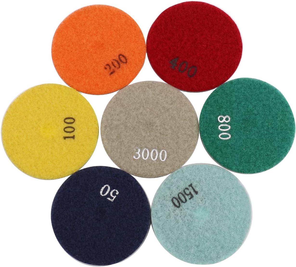 7PCS Resin Diamond Floor Polishing Pads 3 Inch for Granite Marble Stone Terrazzo