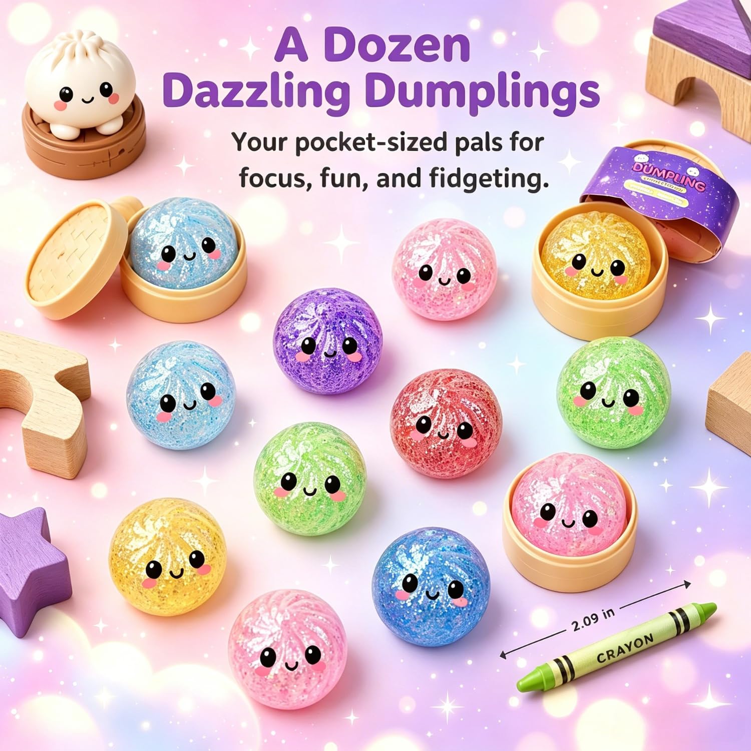 Squishy Glitter Dumpling – Pelota Anti-estrés Brillante Y Suave, Juguete Fidget Portátil Para Adultos Y Niños, Ideal Para Regalar