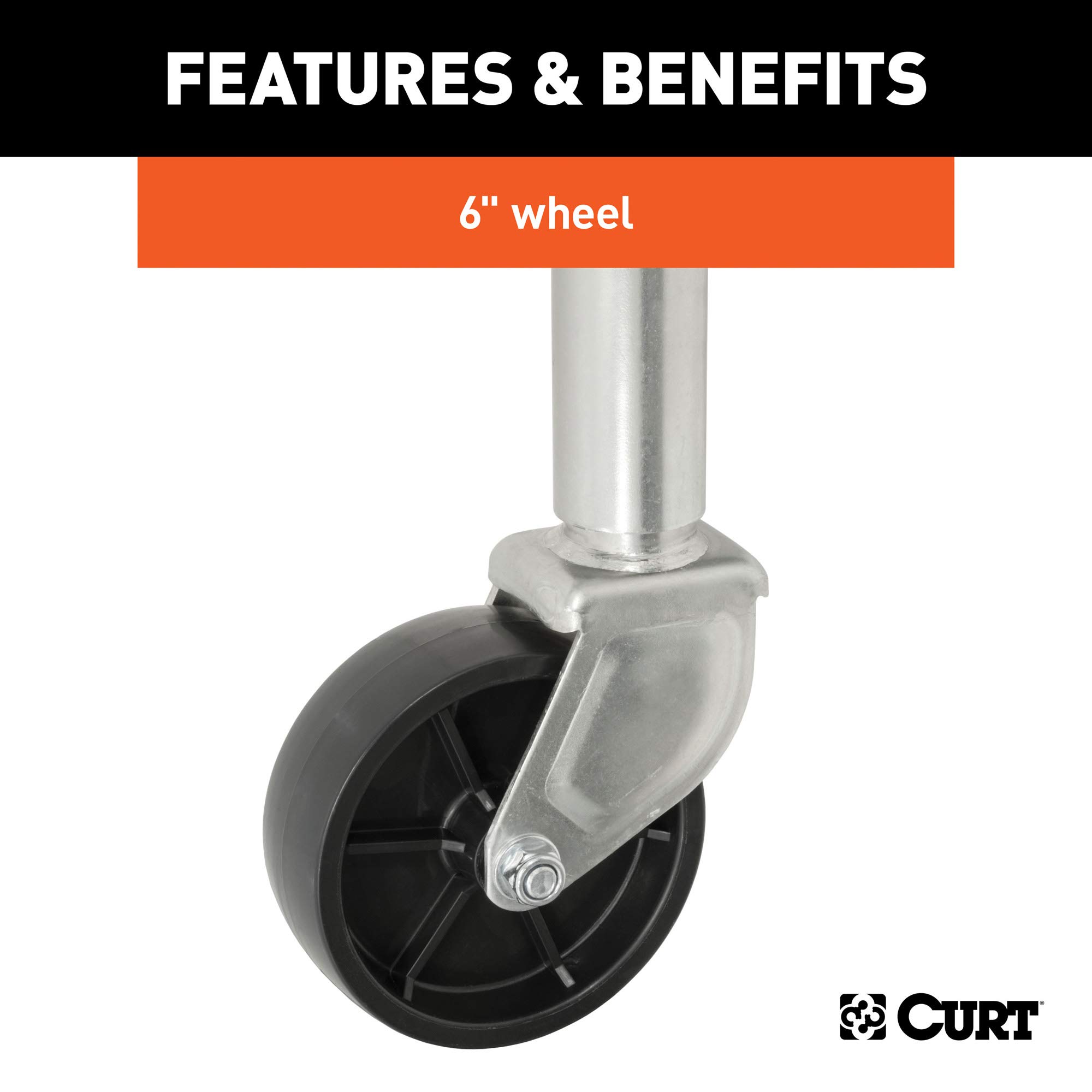 CURT 28112 Marine Boat Trailer Jack with 6Inch Wheel, 1,200 lbs. 11