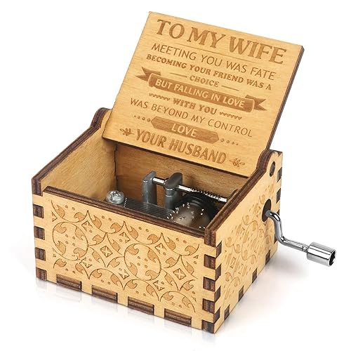 Wood Music Box Hand Crank Vintage Musical Box-You are My