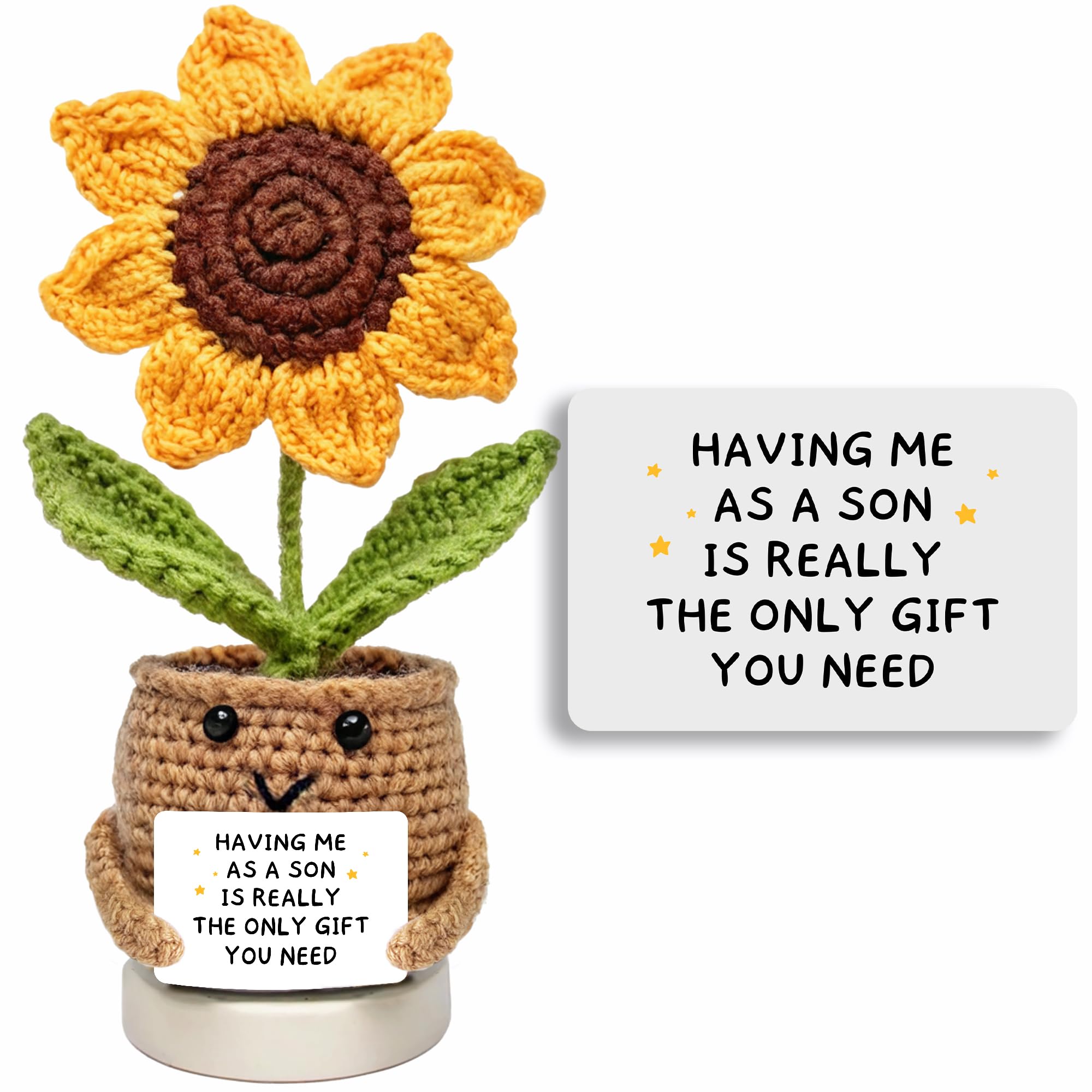 GOOLERY Birthday Gifts for Mom from Son - Mom Birthday Gifts - Moms Gift Ideas from Sons - Mother Gift, Best mom Crochet, Positive Crochet Sunflower Handmade