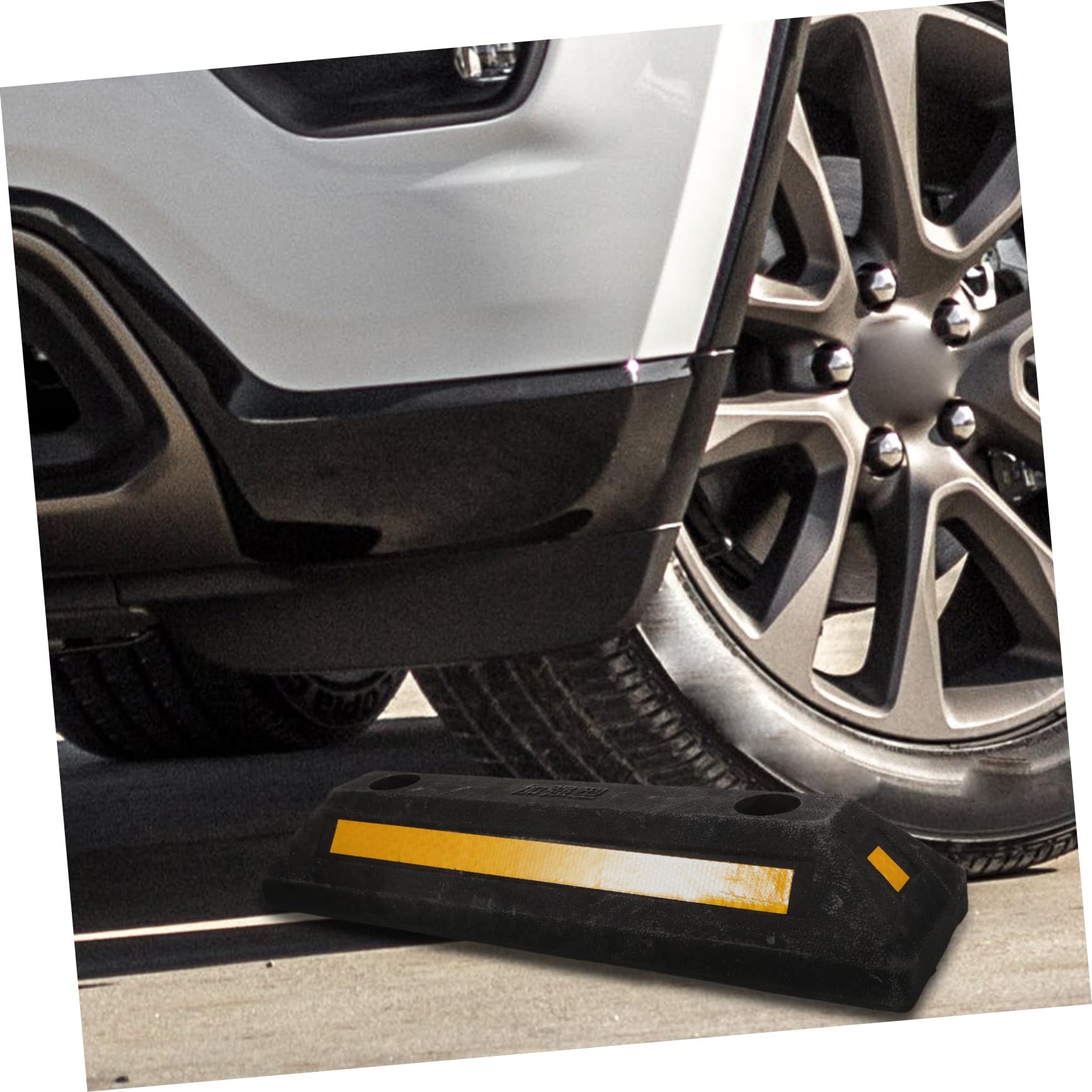 Amosfun Tope de Rueda de Goma Resistente y Fácil de Instalar, Calzo para Ruedas de Motocicleta y Remolques, Estabilizador Adecuado para Autocaravanas y Vehículos Recreativos
