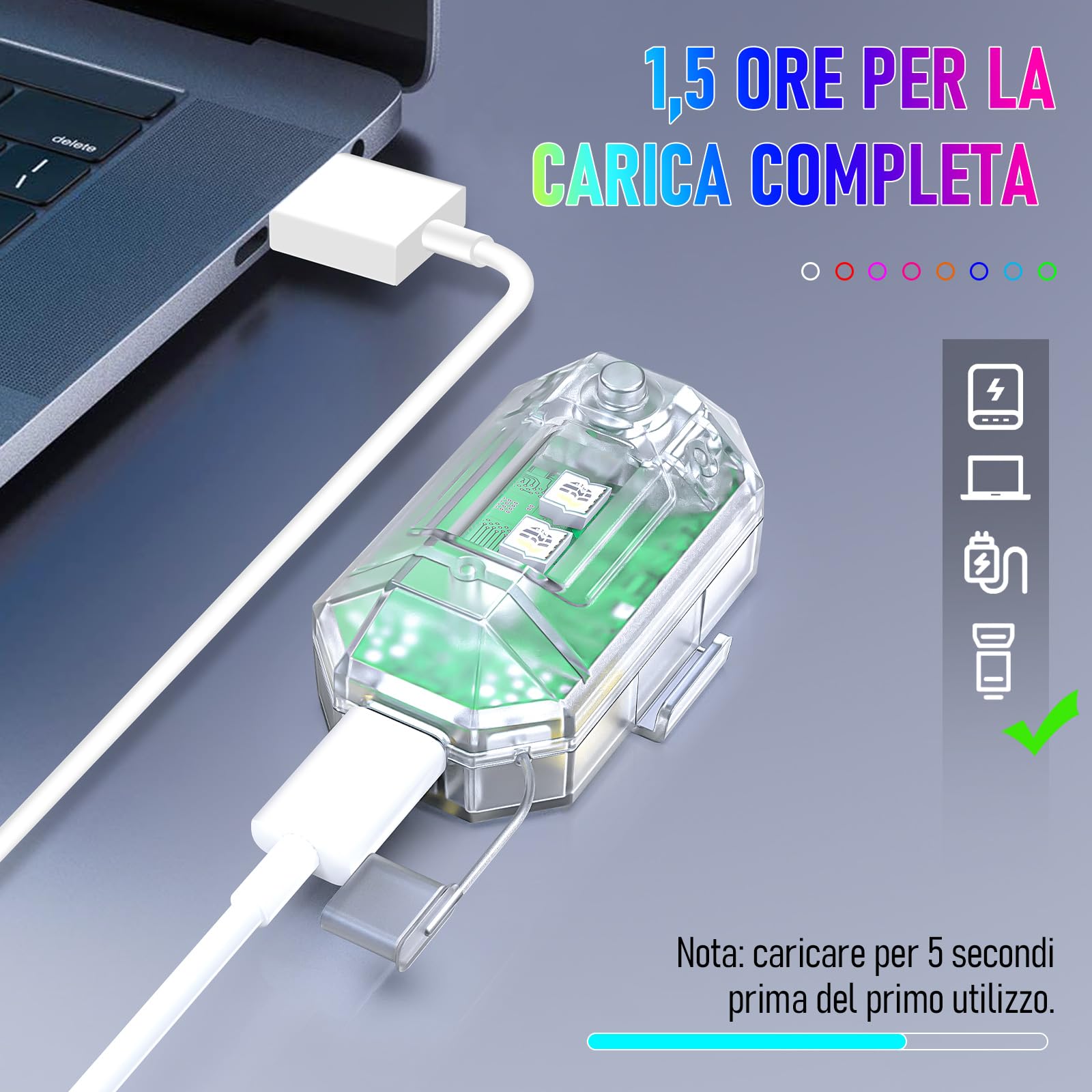 4 Pcs Luce Stroboscopica del Drone con Telecomando, 8 Colori Ricaricabile Luci di Segnalazione per il Volo Notturno per Auto Camion Moto Bici