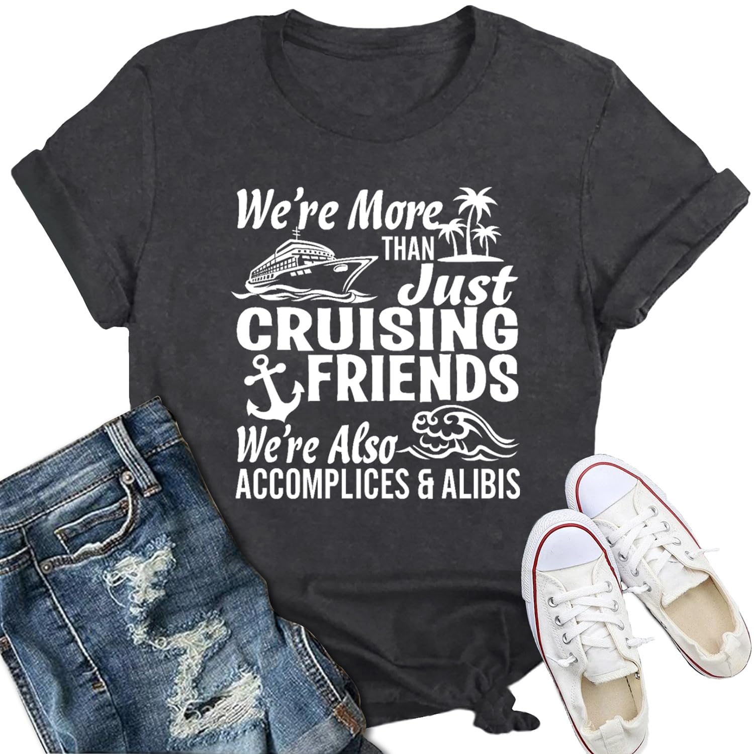 IFQ Womens Cruise Shirt Girls Trip Best Friend T-Shirt Bestie Summer Vacation Crewneck Tee