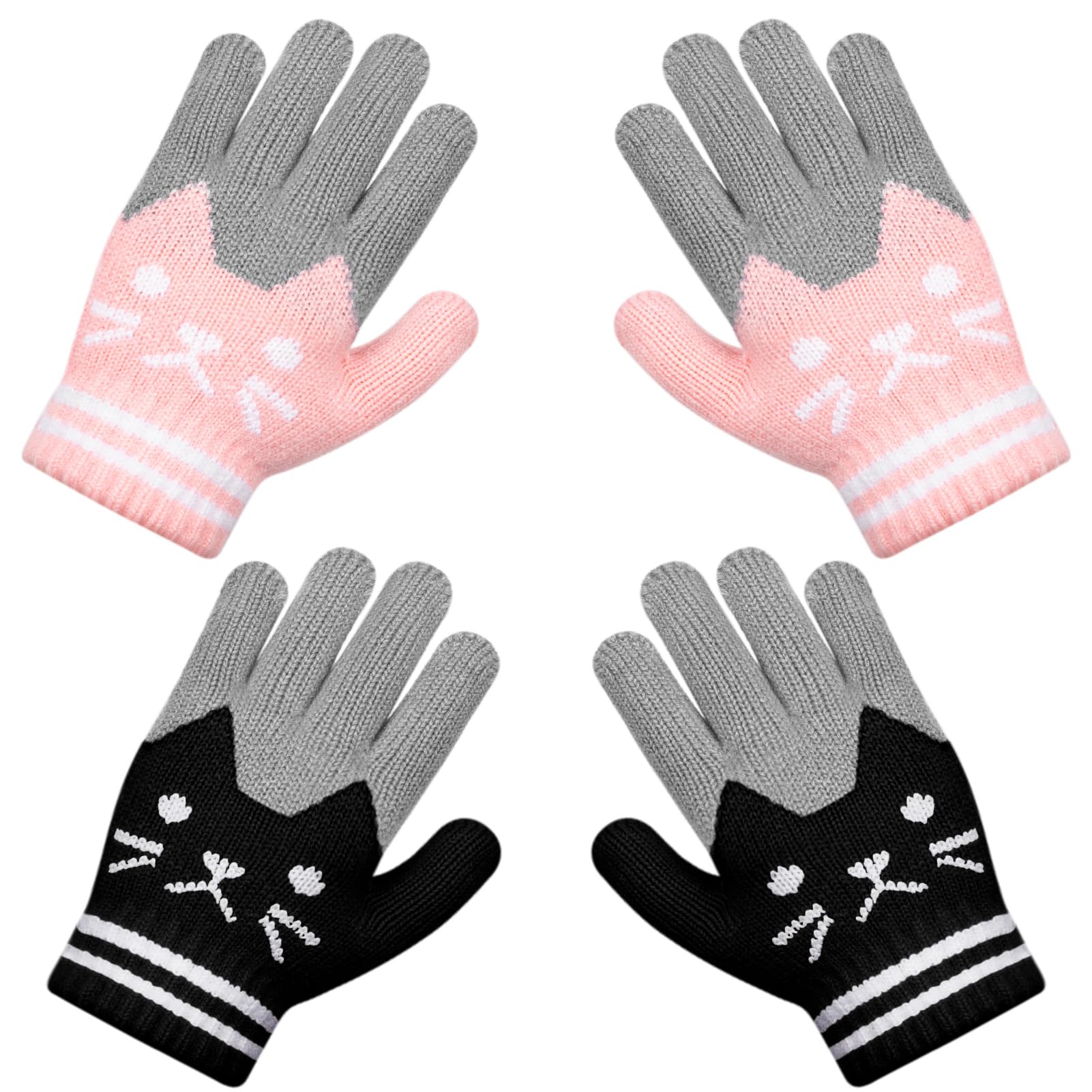 Becellen 2 Pares Guantes Invierno Niñas, Lindos Térmicos Guantes Dedo Completo Mágicos Guantes para Niños Uso Diario