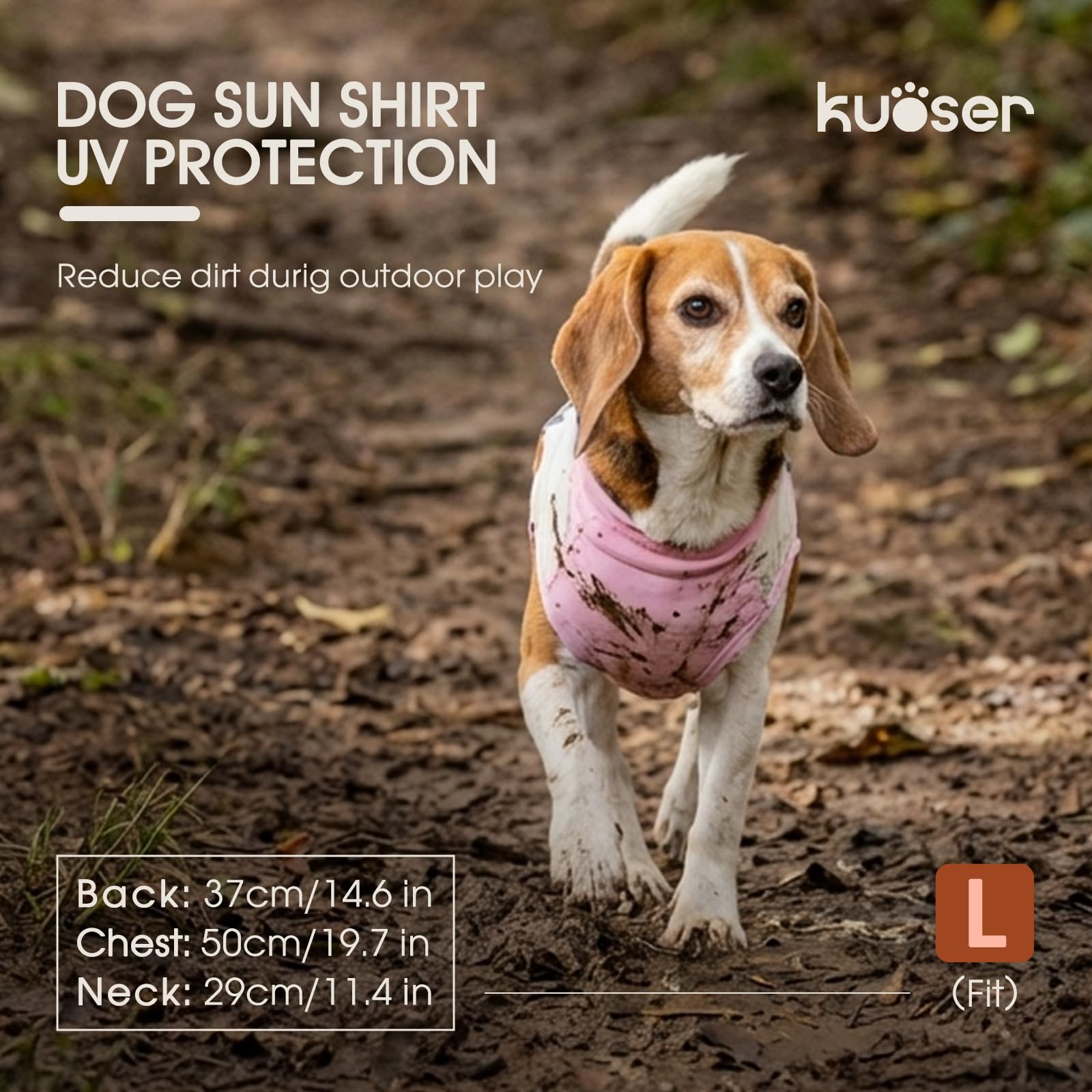 Kuoser - Camiseta de protección solar para perros, UPF50+ Chaleco para perros pequeños, Camiseta de protección solar transpirable para cachorros con cremallera y bandas reflectantes para verano y