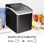 Koolatron Machine à glaçons de comptoir – Machine à glaçons Domestique, Nugget Ice Maker 9 Pébilles 6 Mins, machine à glace auto-nettoyante portable, 26 Lb/jour, acier inoxydable noir