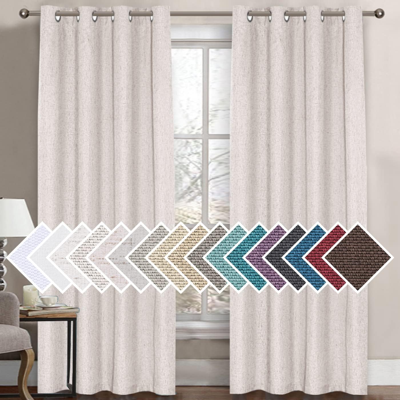H.VERSAILTEX 100 Blackout Linen Curtain 84 Inch Long for — free download