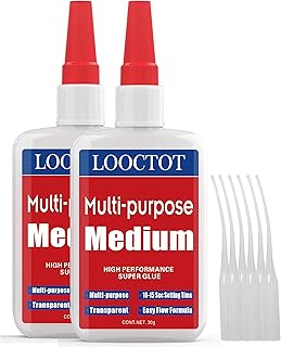 LOOCTOT 60g(2.12 oz) Medium CA Glue Premium Adhesive. All Purpose,Quick Drying Super Glue, for Wood, Metal, Model Kit, Home Repair, DIY.Quick-Dry Waterproof Clear