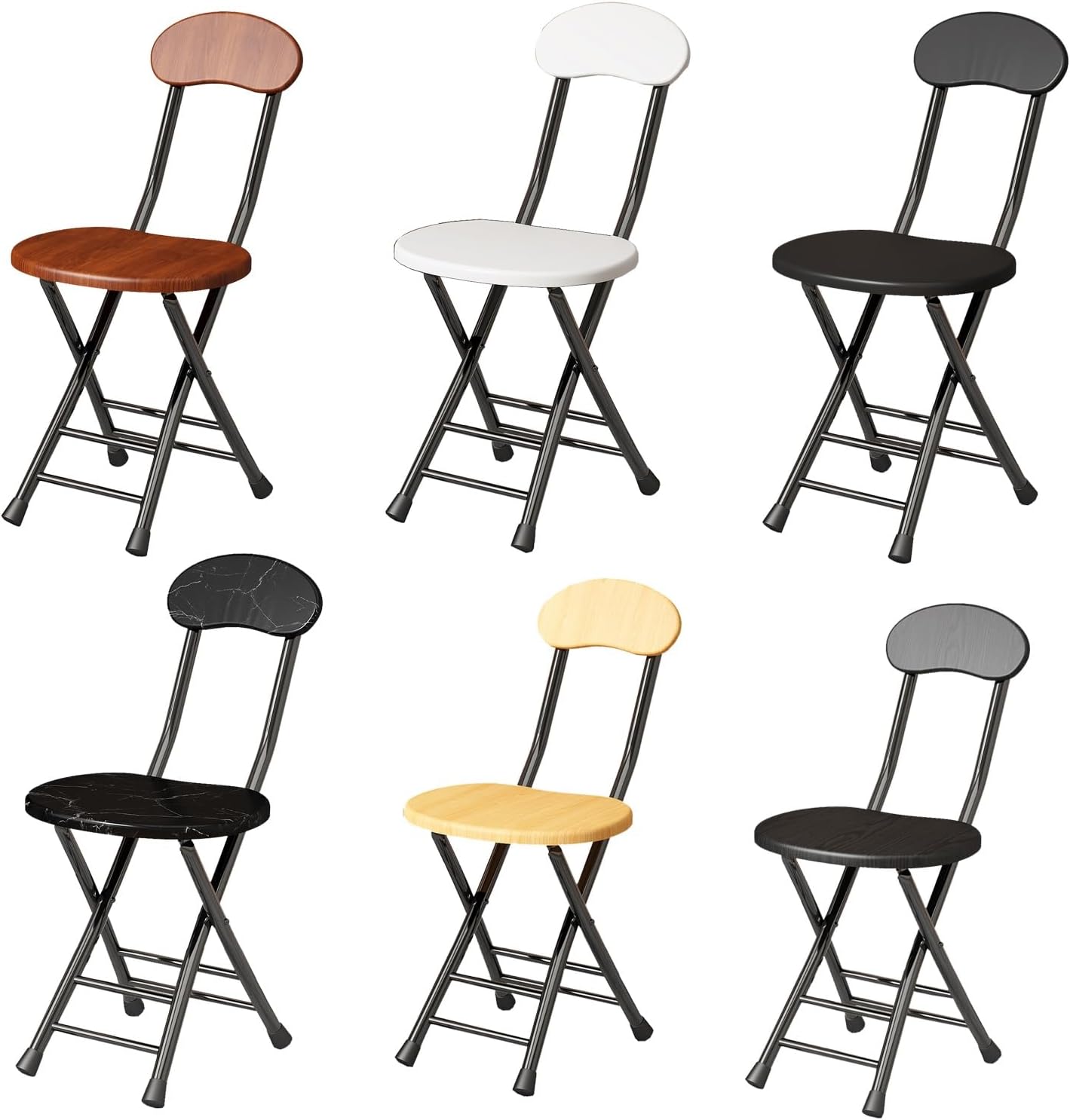 1 Pack Guest Chairs Foldable Metal Folding Stools 76cm - Stackable Simple and Stylish Hard Seats Commercial Event Seat,for Indoor Outdoor(Stone Black)