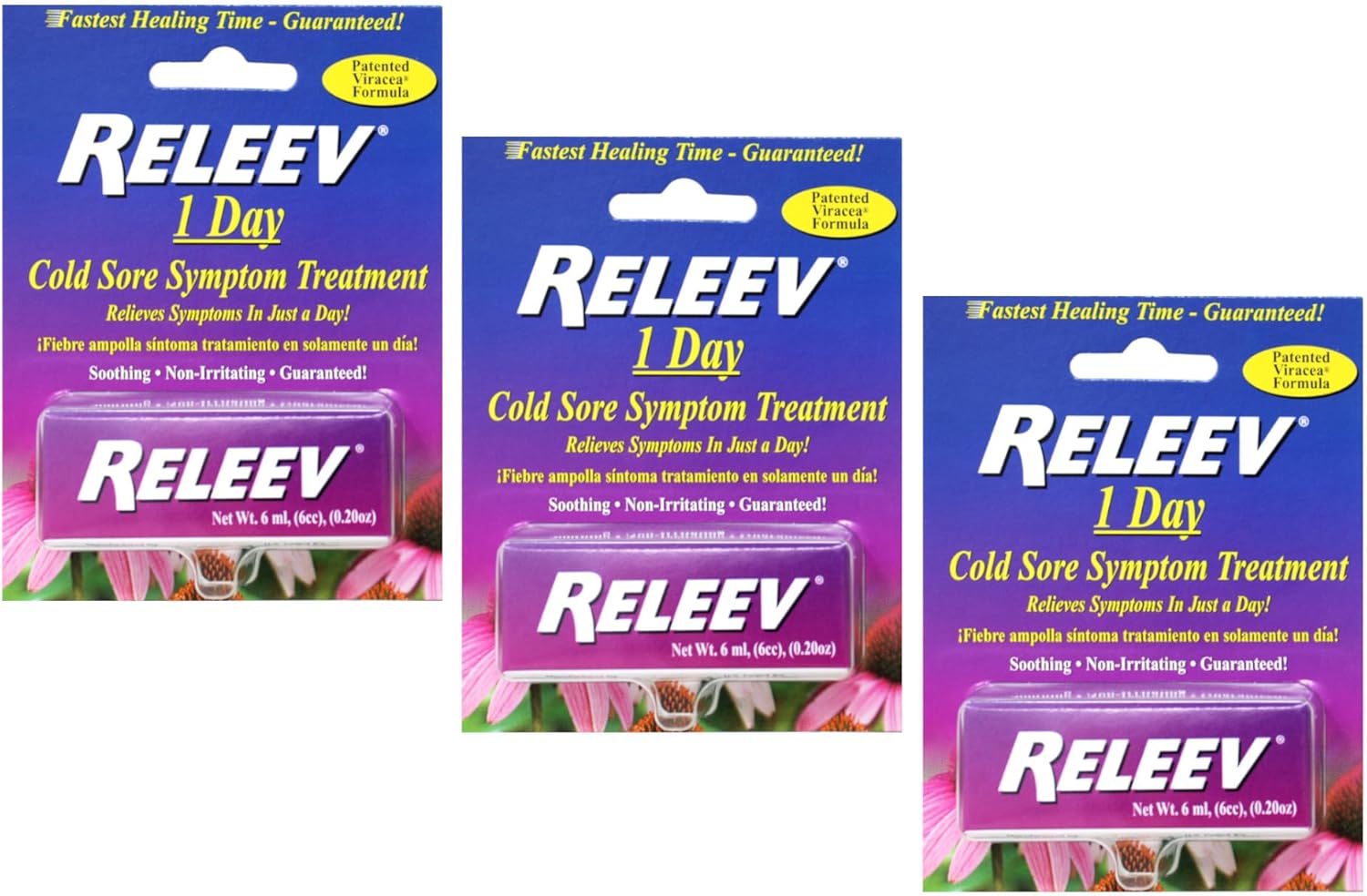 RELEEV 1 Day Cold Sore Treatment 6 mL (Pack of 3)