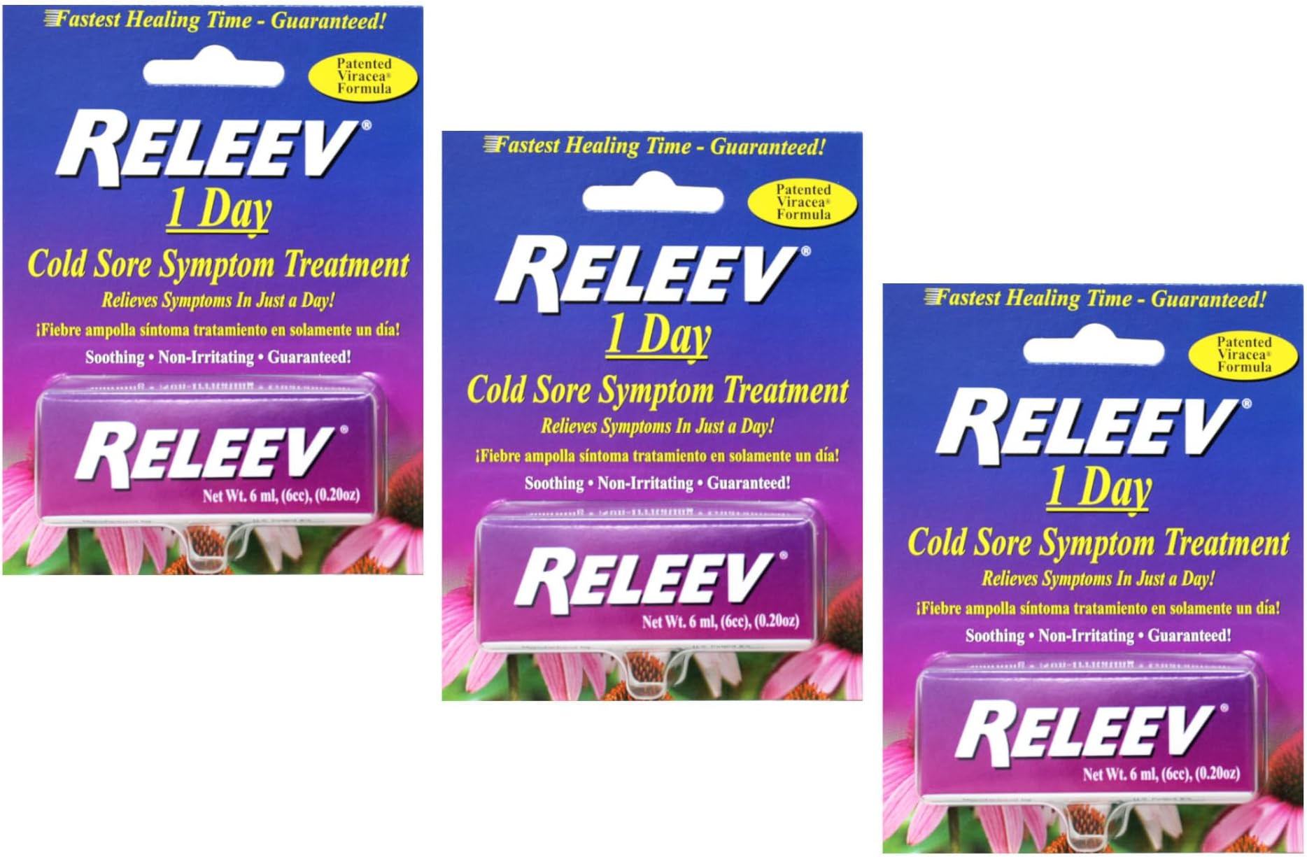RELEEV 1 Day Cold Sore Symptom Treatment, 6 ML (Pack of 3)